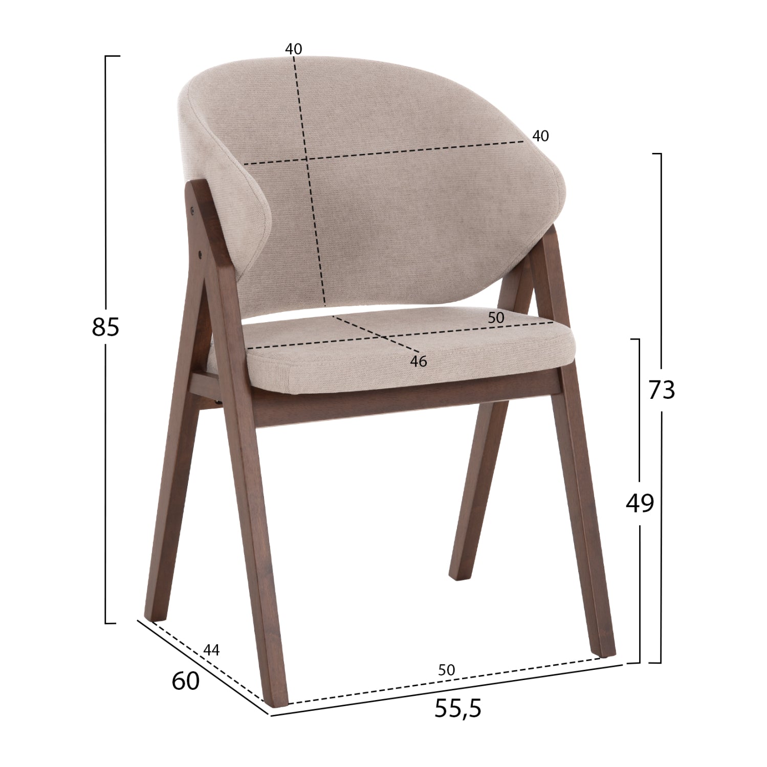 ΚΑΡΕΚΛΑ HANA HM9746.11 RUBBERWOOD ΣΕ ΜΑΥΡΟ ΧΡΩΜΑ-ΓΚΡΙ ΥΦΑΣΜΑ 55,5x60x85Yεκ.