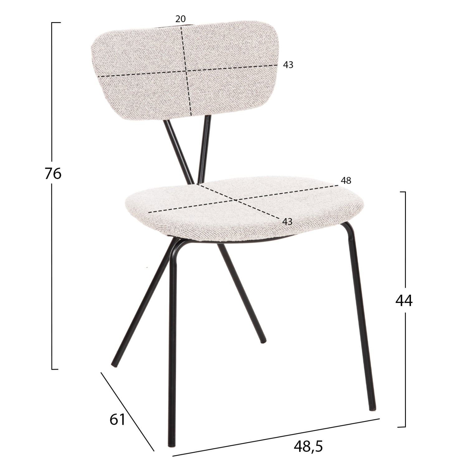 ΚΑΡΕΚΛΑ DORY HM9855.03 ΜΕΤΑΛΛΙΚΟΣ ΣΚΕΛΕΤΟΣ ΜΑΥΡΟΣ-ΑΝΟΙΧΤΟ ΓΚΡΙ ΥΦΑΣΜΑ 48,5x61x76Υεκ. - Pakobazaar