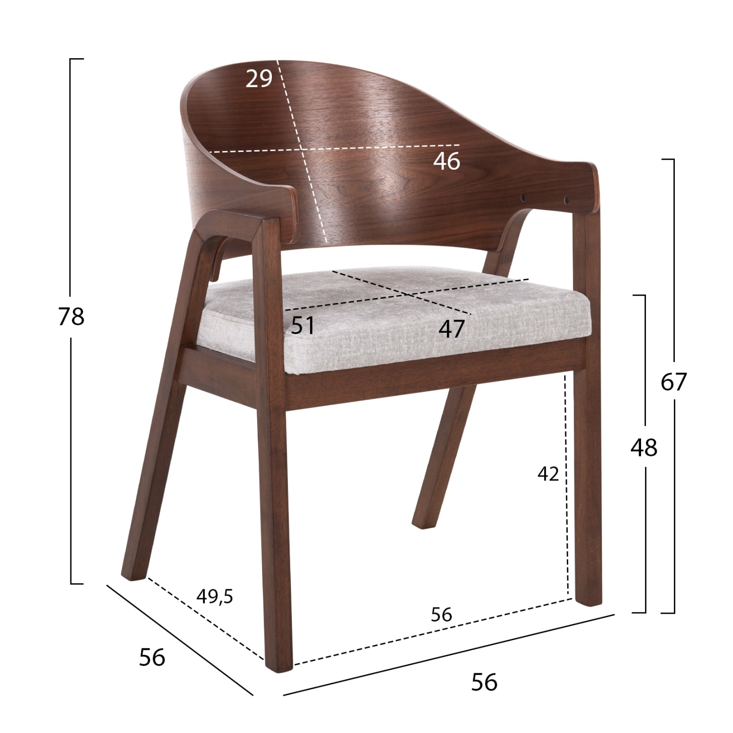 ΚΑΡΕΚΛΑ NERO HM9972 RUBBERWOOD ΣΕ ΚΑΡΥΔΙ-ΓΚΡΙ ΥΦΑΣΜΑ ΚΑΘΙΣΜΑ 56x56x78Yεκ. - Pakobazaar