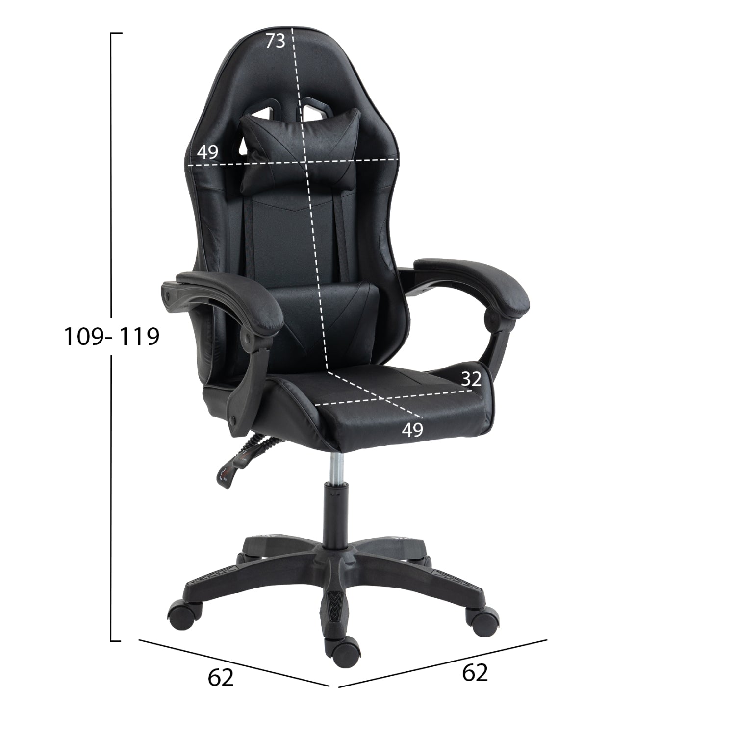 ΚΑΡΕΚΛΑ GAMING STRATUS HM1231.01 ΜΑΥΡΟ PVC--ΜΕ ΜΑΞIΛΑΡΑΚΙΑ ΜΕΣΗΣ/ΚΕΦΑΛΗΣ 62x62x119Υεκ - Pakobazaar