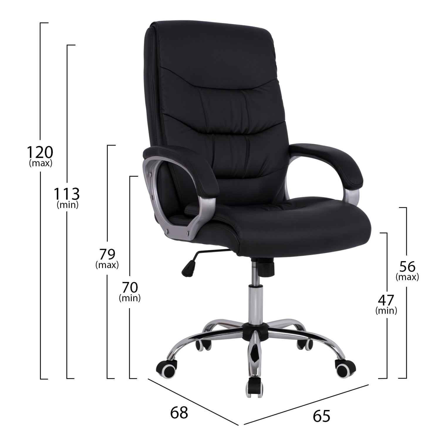 ΚΑΡΕΚΛΑ ΓΡΑΦΕΙΟΥ ZAMORA HM1087.01 ΣΕ ΜΑΥΡΟ ΧΡΩΜΑ 65x68x120 εκ. - Pakobazaar