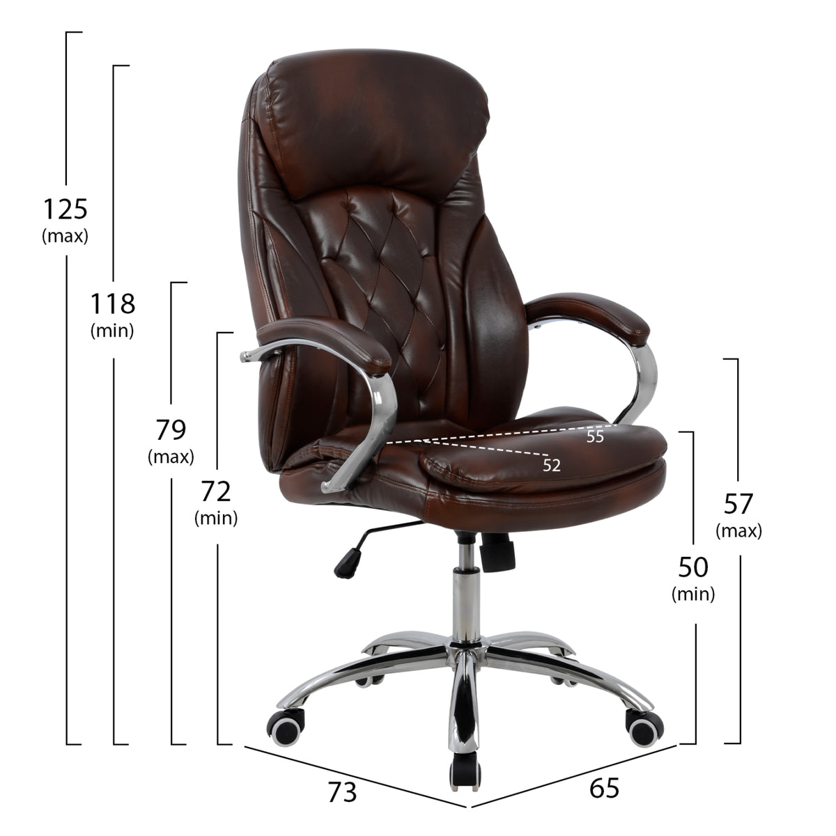 ΚΑΡΕΚΛΑ ΓΡΑΦΕΙΟΥ LANISHA HM1099.09 PU ΣΕ ΚΑΦΕ 65x73x125Υεκ - Pakobazaar