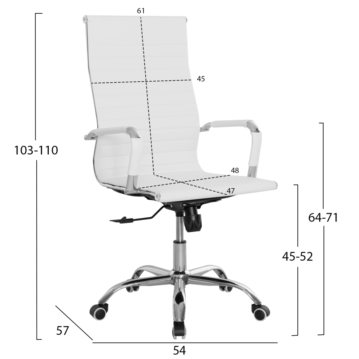 ΚΑΡΕΚΛΑ ΓΡΑΦΕΙΟΥ BOSS ΔΙΕΥΘΥΝΤΟΥ HM1059.32 ΛΕΥΚΟ PU ΠΟΔΙ ΧΡΩΜΙΟΥ 53x57x109Υεκ. - Pakobazaar