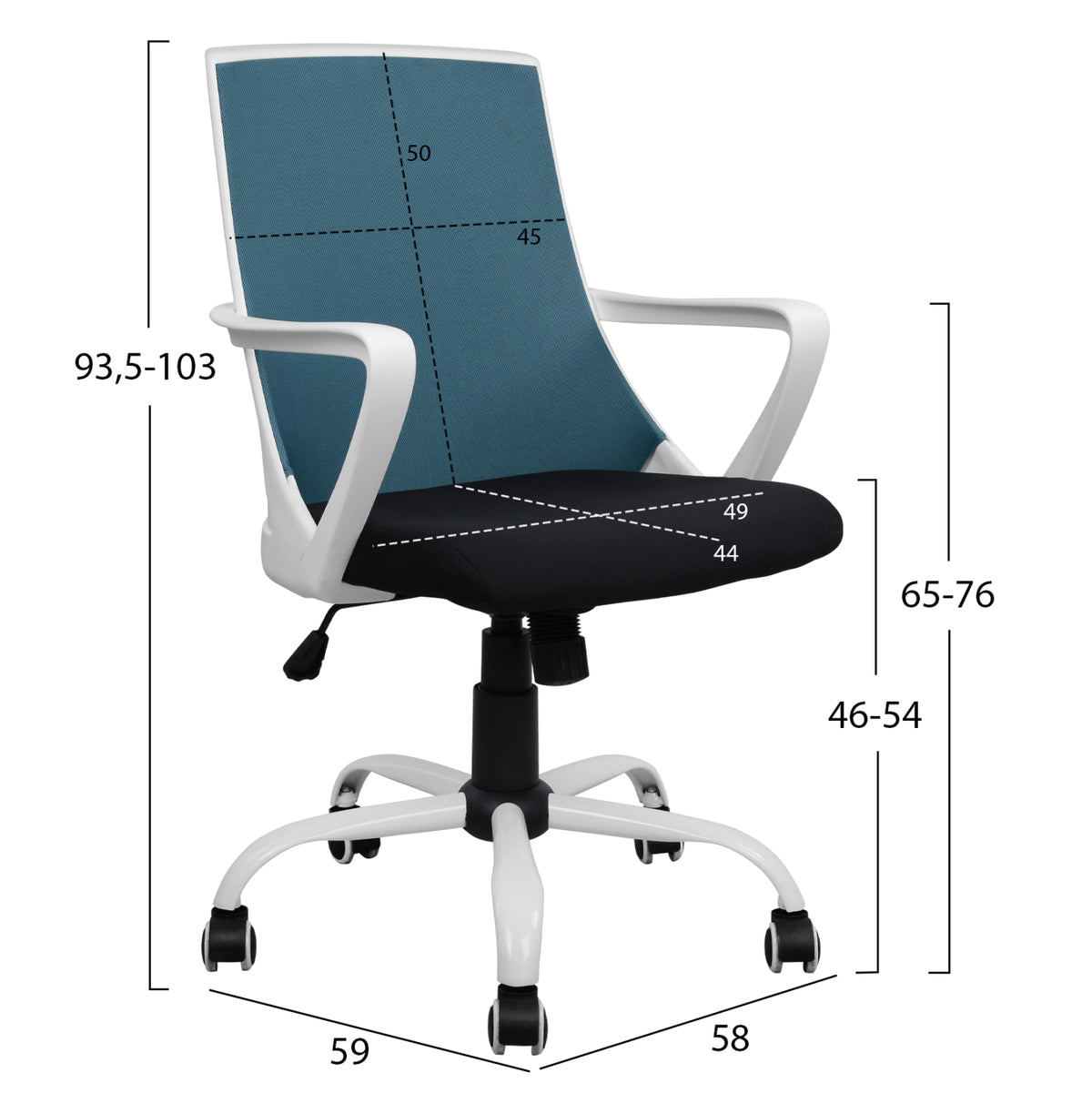 ΚΑΡΕΚΛΑ ΓΡΑΦΕΙΟΥ MALFOI HM1053.06 ΜΠΛΕ MESH & ΠΟΔΙ ΜΕΤΑΛΛΙΚΟ 58x59x103 εκ. - Pakobazaar