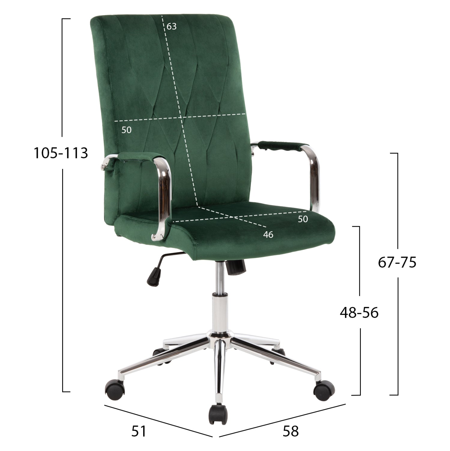 ΚΑΡΕΚΛΑ ΓΡΑΦΕΙΟΥ JOSEF HM1181.03 ΚΥΠΑΡΙΣΣΙ ΒΕΛΟΥΔΟ-INOX ΒΑΣΗ 58x61x105-113Yεκ. - Pakobazaar