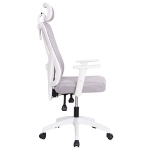 ΚΑΡΕΚΛΑ ΓΡΑΦΕΙΟΥ MEXER HM1195.02 ΓΚΡΙ MESH-PP ΒΑΣΗ-ΣΚΕΛΕΤΟΣ ΛΕΥΚΟΣ 68x70x136Υεκ. - Pakobazaar