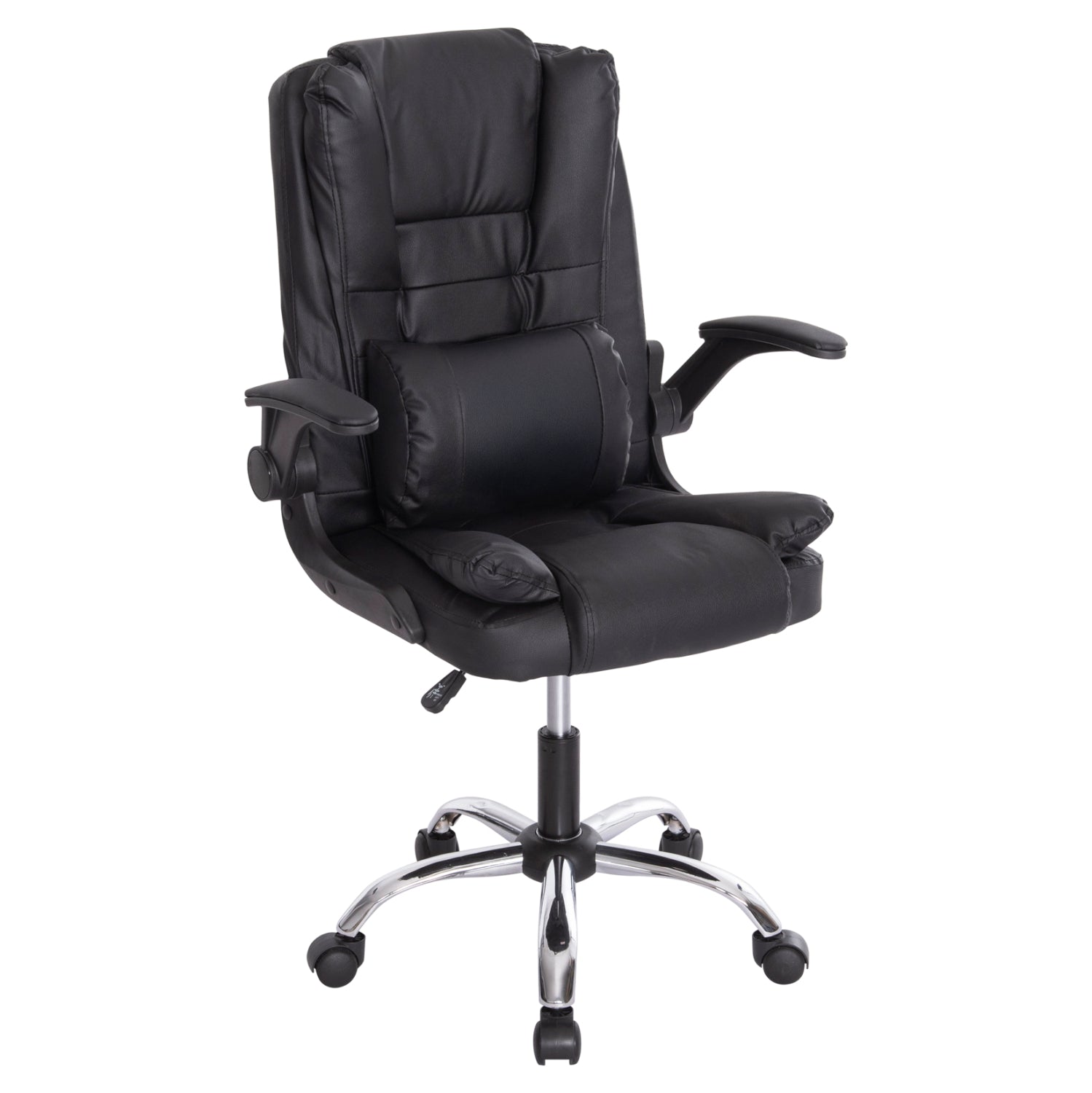 ΚΑΡΕΚΛΑ ΓΡΑΦΕΙΟΥ CANAN HM1201 ΜΑΥΡO PVC-ΒΑΣΗ ΧΡΩΜΙΟΥ 66x61x105Υεκ. - Pakobazaar
