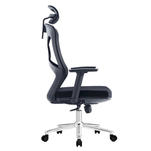 ΚΑΡΕΚΛΑ ΓΡΑΦΕΙΟΥ FLEXORA HM1213.01 ΜΑΥΡO MESH-ΒΑΣΗ ΧΡΩΜΙΟΥ 60x63x125Υεκ - Pakobazaar