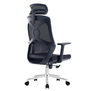 ΚΑΡΕΚΛΑ ΓΡΑΦΕΙΟΥ FLEXORA HM1213.01 ΜΑΥΡO MESH-ΒΑΣΗ ΧΡΩΜΙΟΥ 60x63x125Υεκ - Pakobazaar
