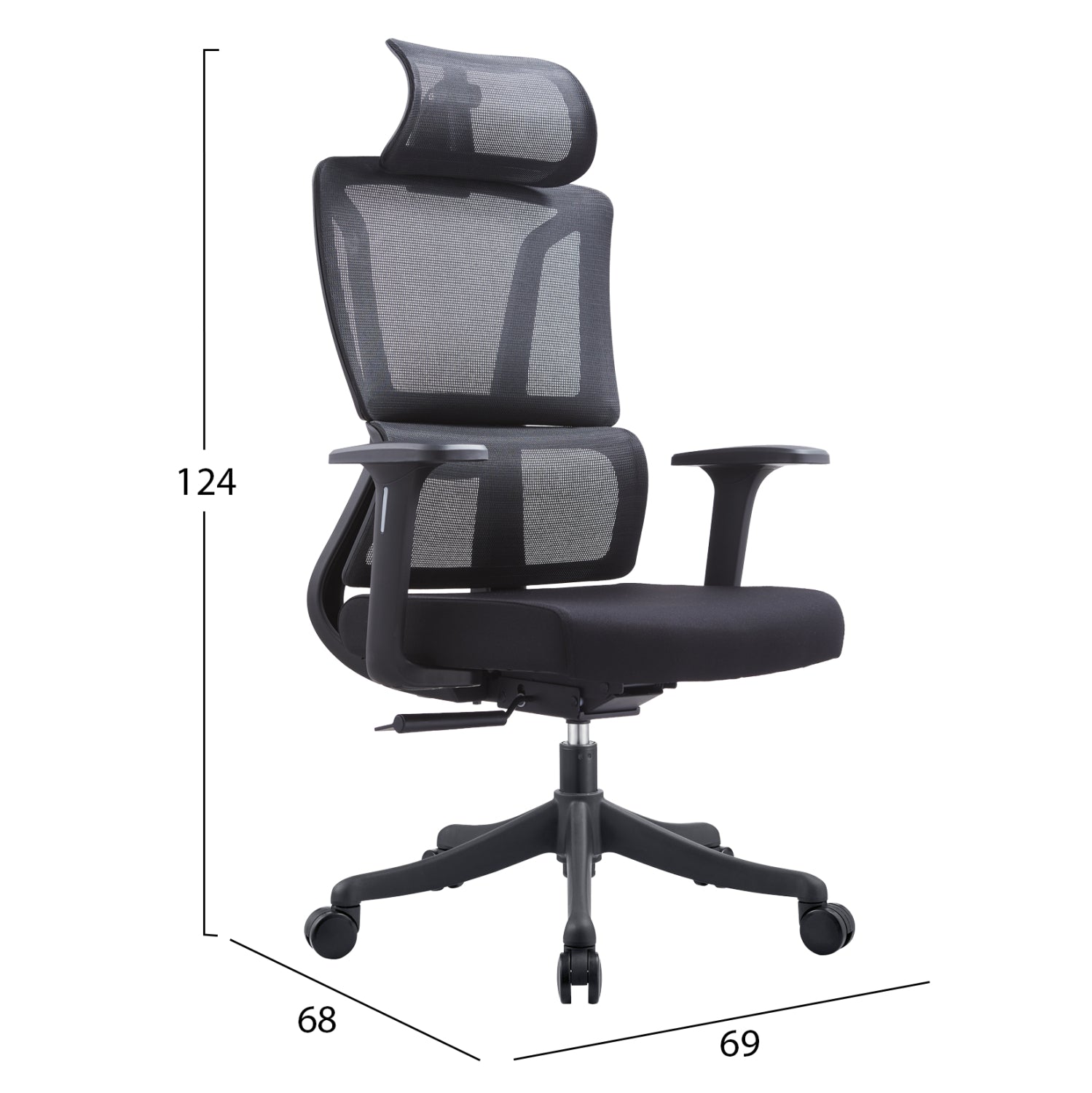 ΚΑΡΕΚΛΑ ΓΡΑΦΕΙΟΥ NOVUS HM1214.01 ΜΑΥΡO MESH--ΜΑΥΡΗ ΒΑΣΗ 69x68x124Υεκ - Pakobazaar