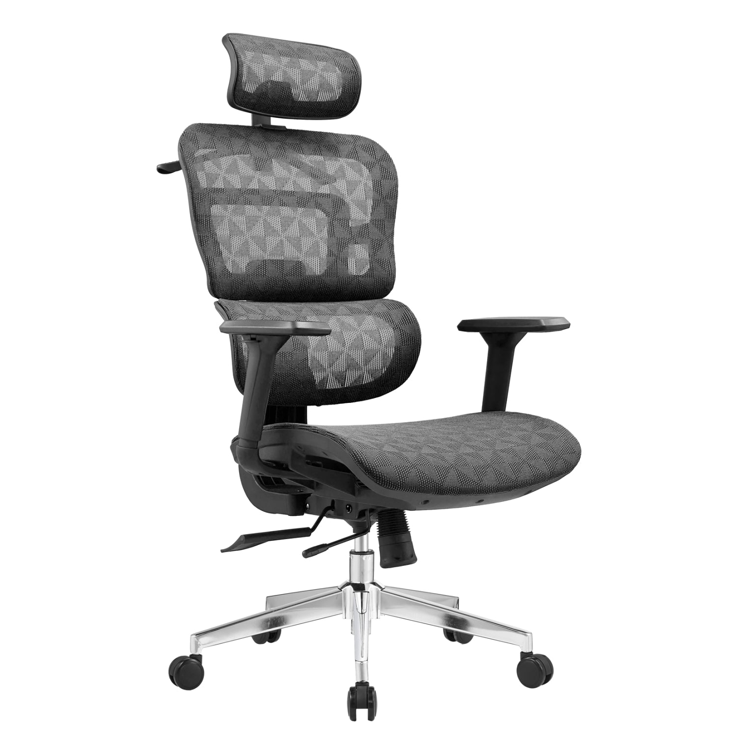 ΚΑΡΕΚΛΑ ΓΡΑΦΕΙΟΥ MODEN HM1215.01 ΜΑΥΡO MESH--ΒΑΣΗ ΧΡΩΜΙΟΥ 68x69x126Υεκ - Pakobazaar