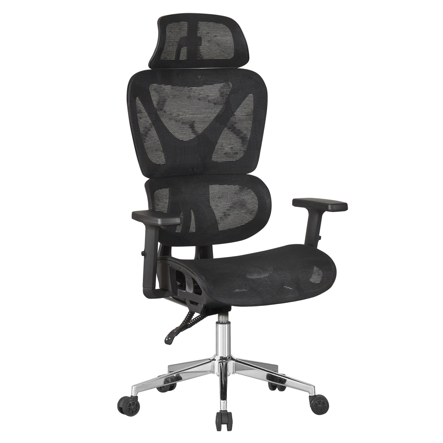 ΚΑΡΕΚΛΑ ΓΡΑΦΕΙΟΥ NOVAR HM1217.01 ΜΑΥΡO MESH--ΒΑΣΗ ΧΡΩΜΙΟΥ 51x49x129Υεκ - Pakobazaar