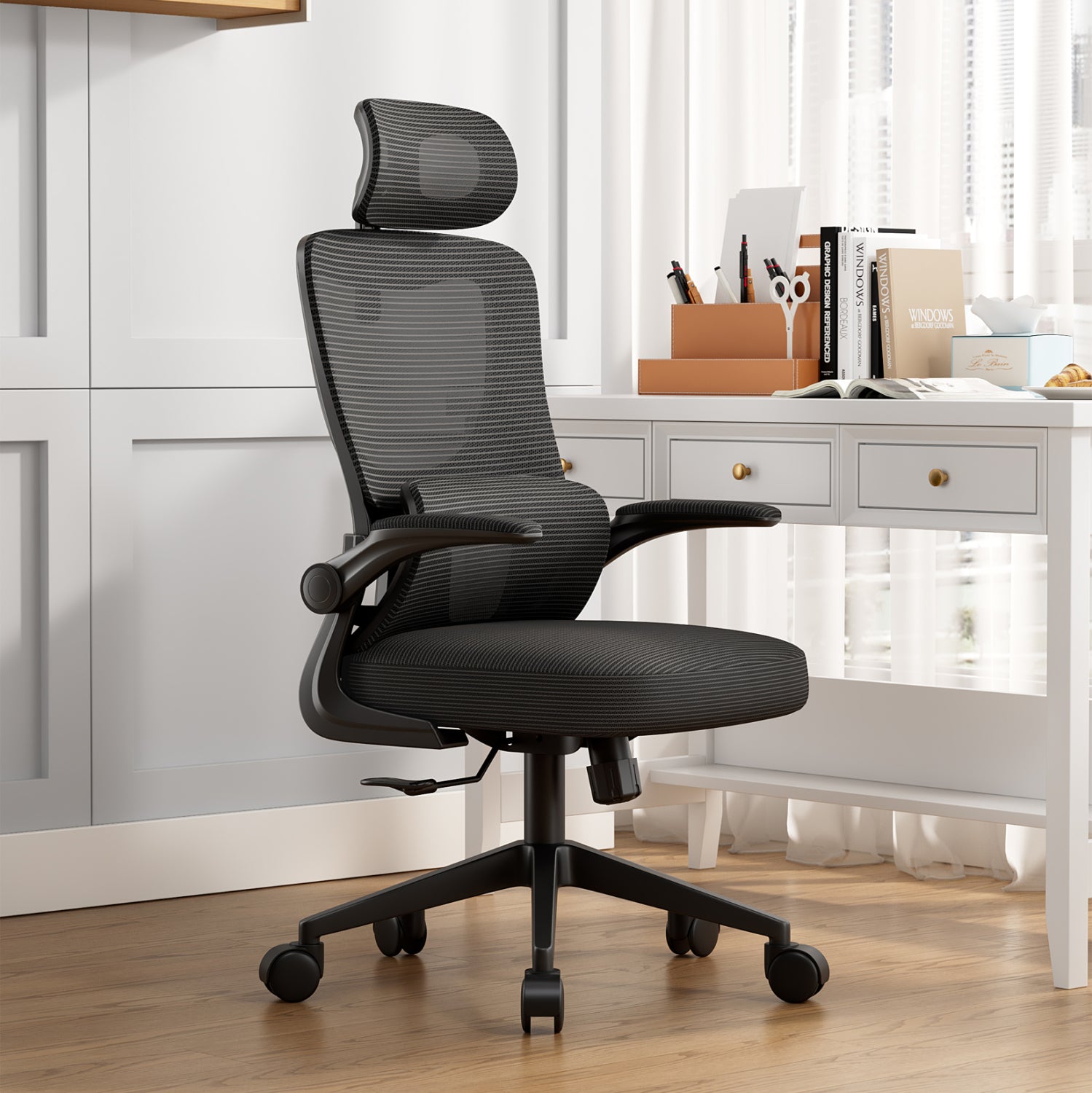 ΚΑΡΕΚΛΑ ΓΡΑΦΕΙΟΥ KESI HM1222.01 ΜΑΥΡO MESH & PP 52x50x122Υεκ. - Pakobazaar