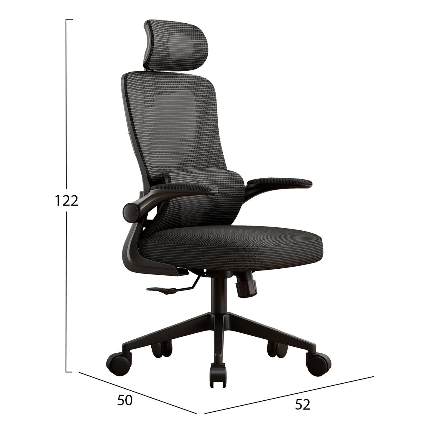 ΚΑΡΕΚΛΑ ΓΡΑΦΕΙΟΥ KESI HM1222.01 ΜΑΥΡO MESH & PP 52x50x122Υεκ. - Pakobazaar