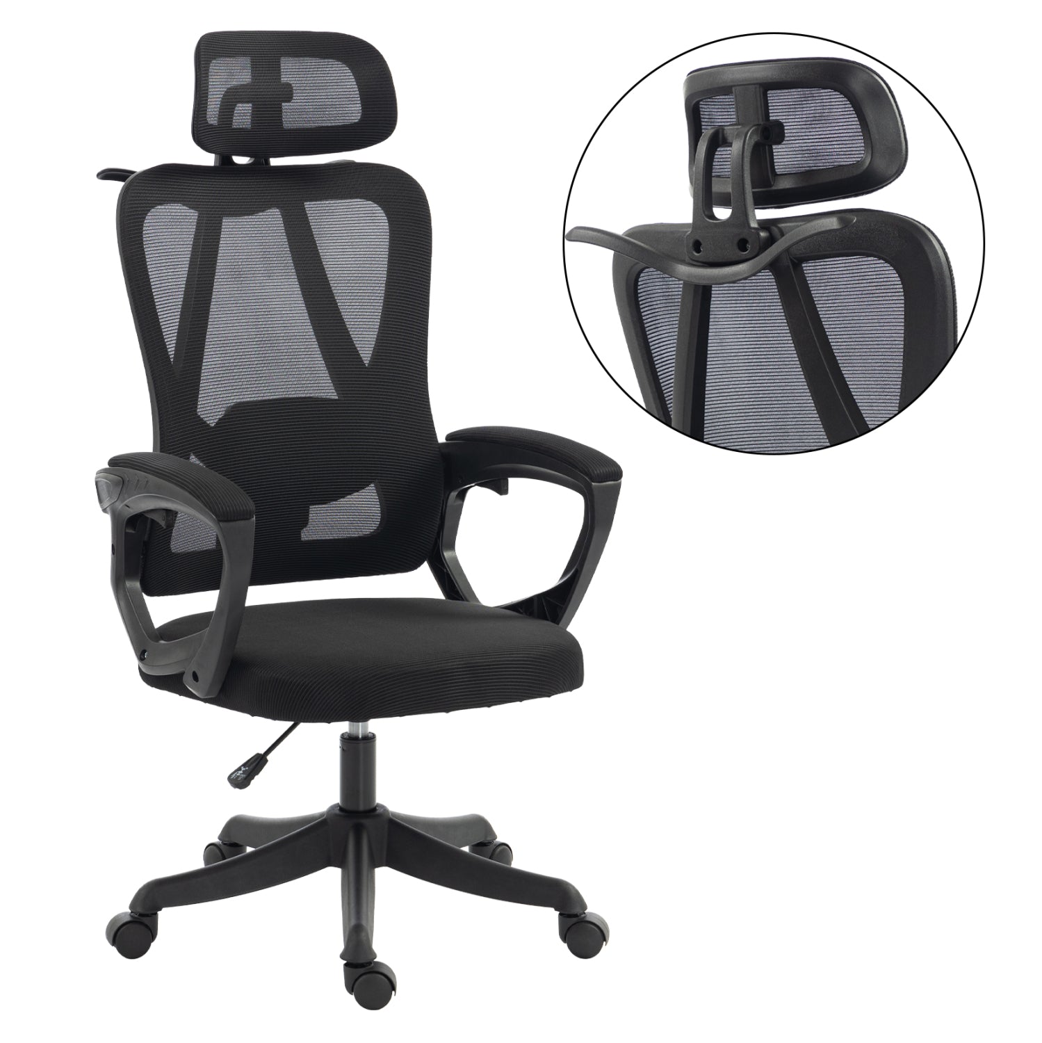 ΚΑΡΕΚΛΑ ΓΡΑΦΕΙΟΥ FRANTIC HM1224.01 ΜΑΥΡO MESH & ΠΟΛΥΠΡΟΠΥΛΕΝΙΟ 60x60x134Υεκ - Pakobazaar
