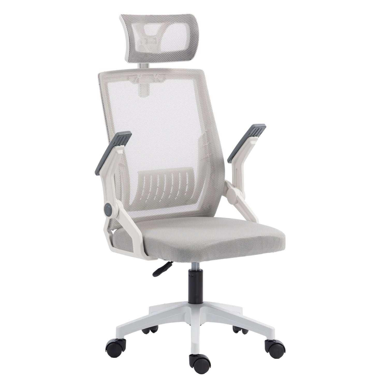 ΚΑΡΕΚΛΑ ΓΡΑΦΕΙΟΥ MATRON HM1226.02 ΛΕΥΚΟ PP--ΑΝΟΙΧΤΟ ΓΚΡΙ MESH 47x47x128Υεκ - Pakobazaar