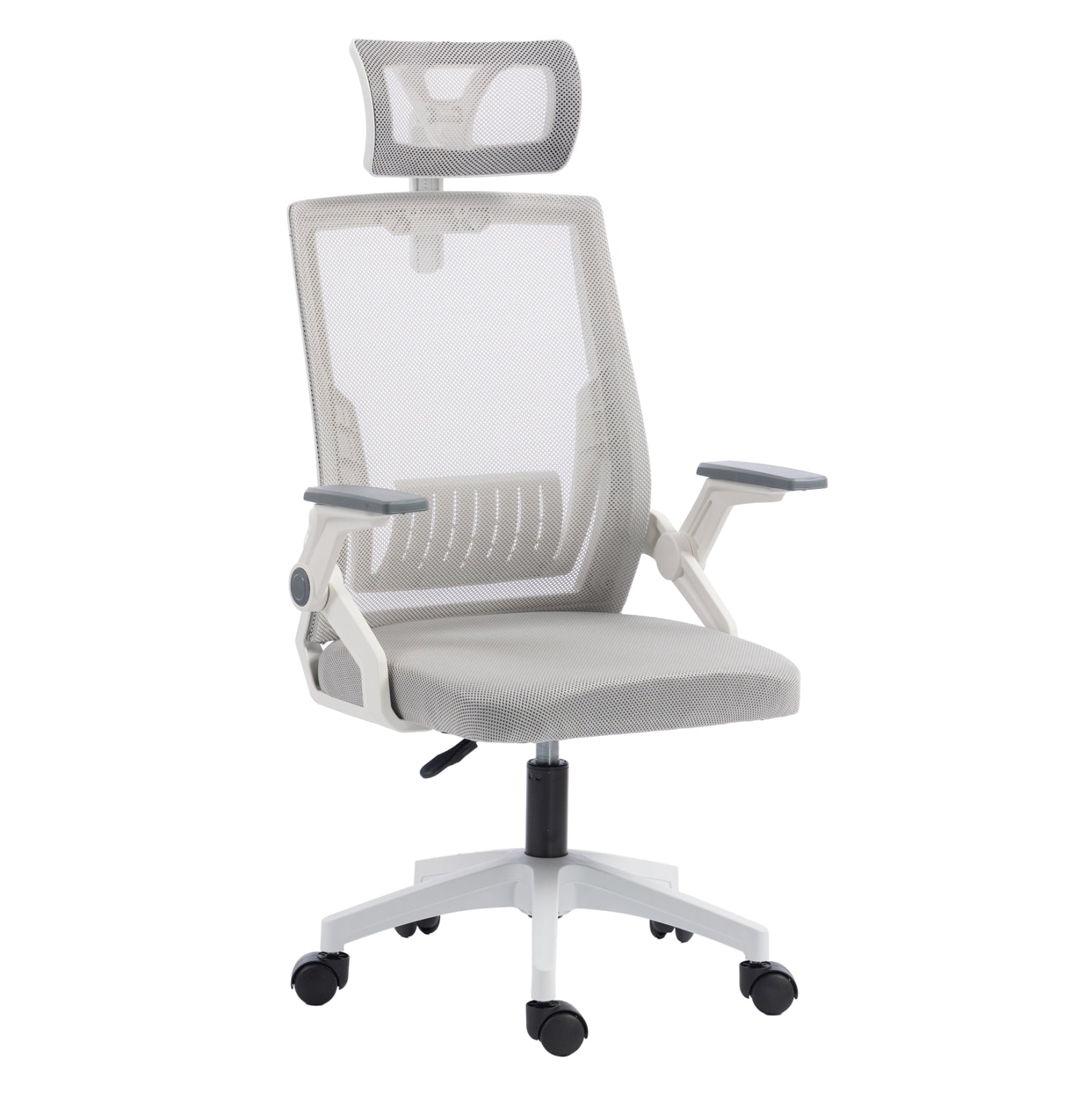ΚΑΡΕΚΛΑ ΓΡΑΦΕΙΟΥ MATRON HM1226.02 ΛΕΥΚΟ PP--ΑΝΟΙΧΤΟ ΓΚΡΙ MESH 47x47x128Υεκ - Pakobazaar