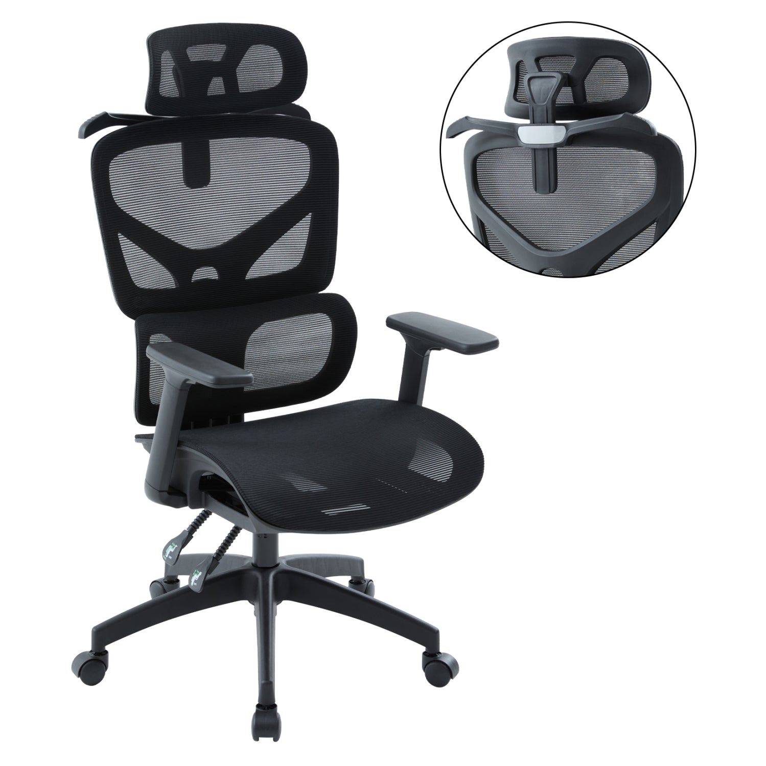 ΚΑΡΕΚΛΑ ΓΡΑΦΕΙΟΥ APEX HM1227.01 ΜΑΥΡO MESH & PP 68x68x120-130Υεκ - Pakobazaar