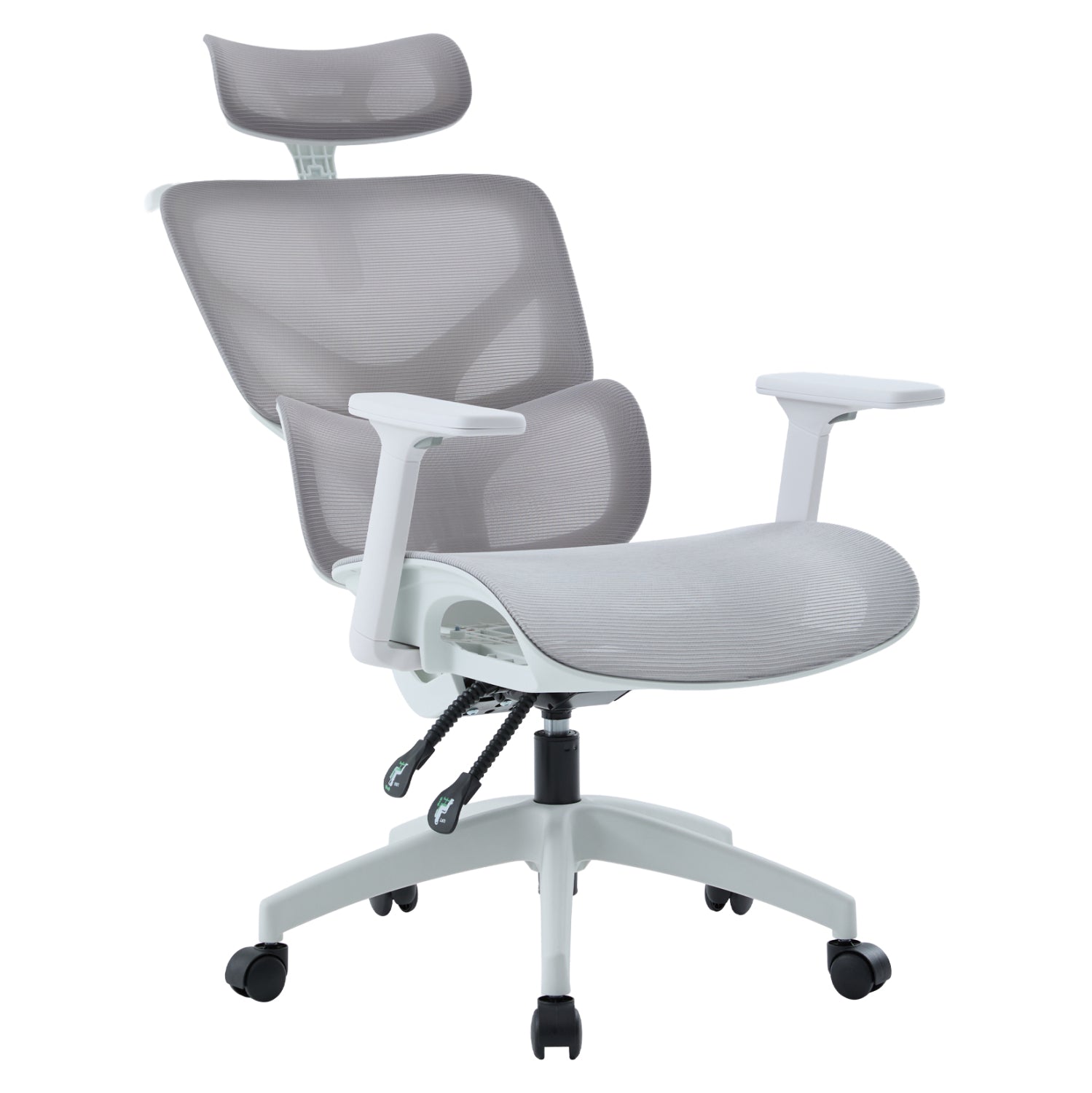 ΚΑΡΕΚΛΑ ΓΡΑΦΕΙΟΥ APEX HM1227.02 ΛΕΥΚΟ PP--ΑΝΟΙΧΤΟ ΓΚΡΙ MESH 68x68x120-130Υεκ - Pakobazaar