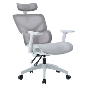 ΚΑΡΕΚΛΑ ΓΡΑΦΕΙΟΥ APEX HM1227.02 ΛΕΥΚΟ PP--ΑΝΟΙΧΤΟ ΓΚΡΙ MESH 68x68x120-130Υεκ - Pakobazaar