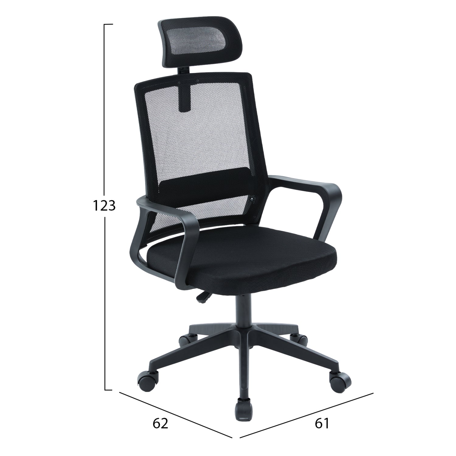 ΚΑΡΕΚΛΑ ΓΡΑΦΕΙΟΥ VELOCITY HM1229.01 ΜΑΥΡO MESH & PP 61x62x123Υεκ - Pakobazaar