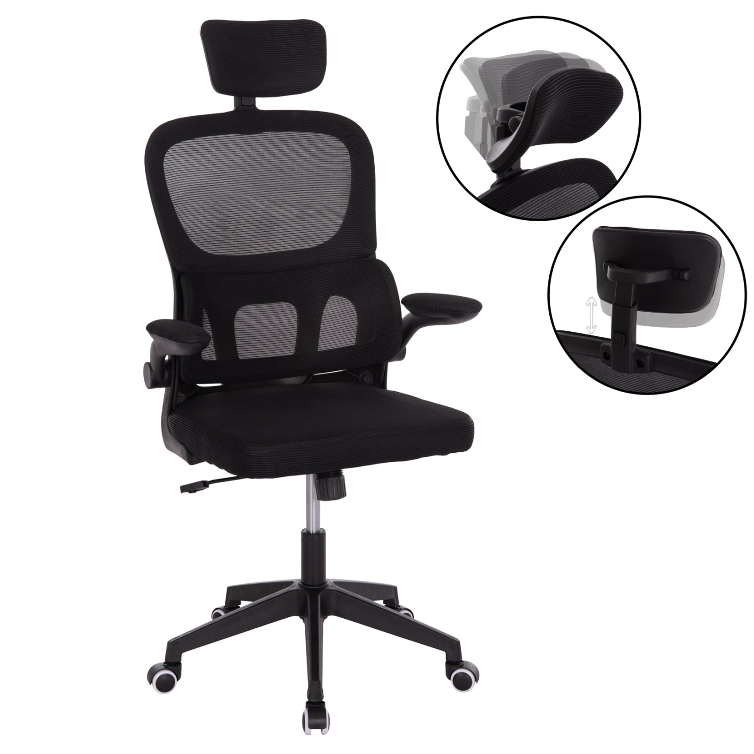 ΚΑΡΕΚΛΑ ΓΡΑΦΕΙΟΥ BASTON HM18236.01 ΜΑΥΡΟ MESH & PP ΣΚΕΛΕΤΟΣ 64x60x117-127Υεκ. - Pakobazaar