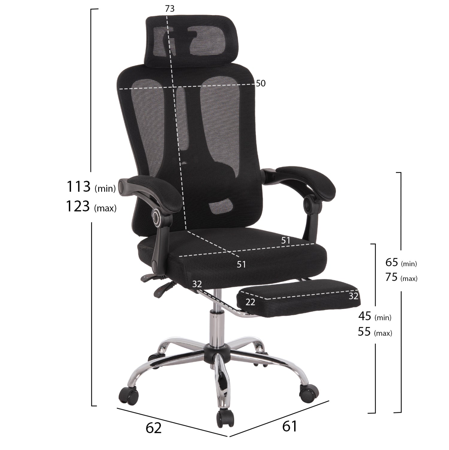 ΚΑΡΕΚΛΑ ΓΡΑΦΕΙΟΥ BARNET HM18258.01 ΜΑΥΡΟ MESH-ΜΑΥΡΟΣ ΣΚΕΛΕΤΟΣ NYLON 61x62x123Υ - Pakobazaar