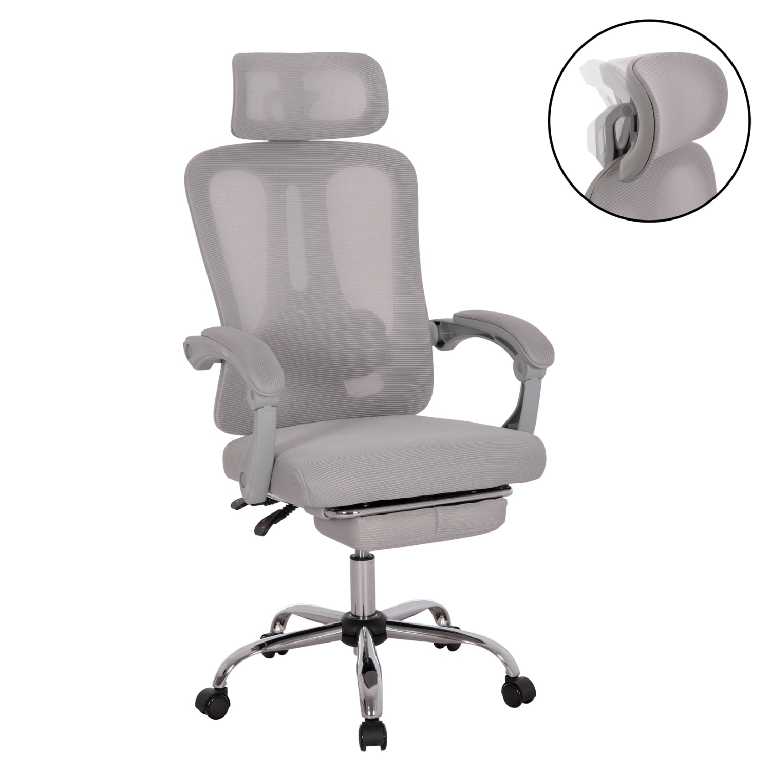 ΚΑΡΕΚΛΑ ΓΡΑΦΕΙΟΥ BARNET HM18258.02 ΓΚΡΙ MESH-ΓΚΡΙ ΣΚΕΛΕΤΟΣ NYLON 61x62x123Υ - Pakobazaar