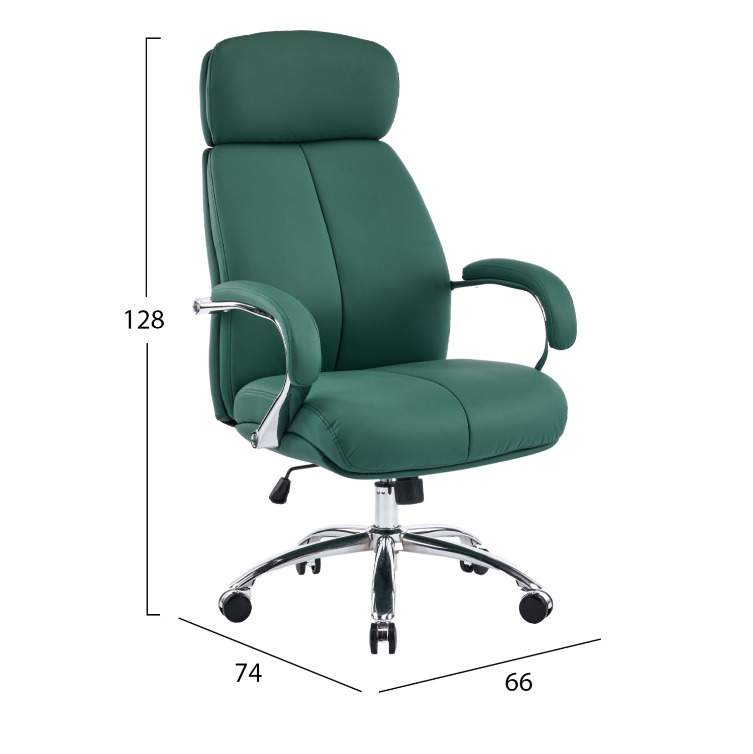 ΚΑΡΕΚΛΑ ΓΡΑΦΕΙΟΥ TOREN HM18357.07 ΠΡΑΣΙΝΟ PU ΔΕΡΜΑ--ΒΑΣΗ ΧΡΩΜΙΟΥ 66x74x128Υεκ - Pakobazaar