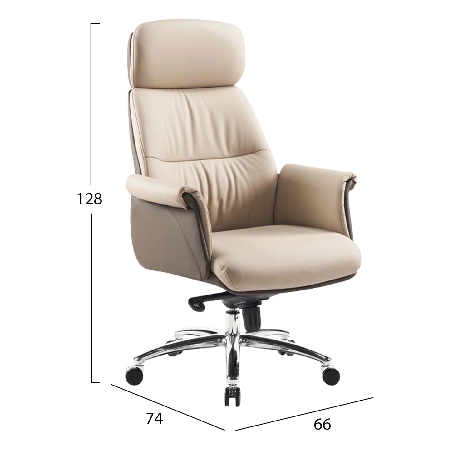 ΚΑΡΕΚΛΑ ΓΡΑΦΕΙΟΥ TOMLIN HM18358.02 ΜΠΕΖ-ΚΑΦΕ PU ΔΕΡΜΑ--ΒΑΣΗ ΧΡΩΜΙΟΥ 72x74x128Υεκ - Pakobazaar