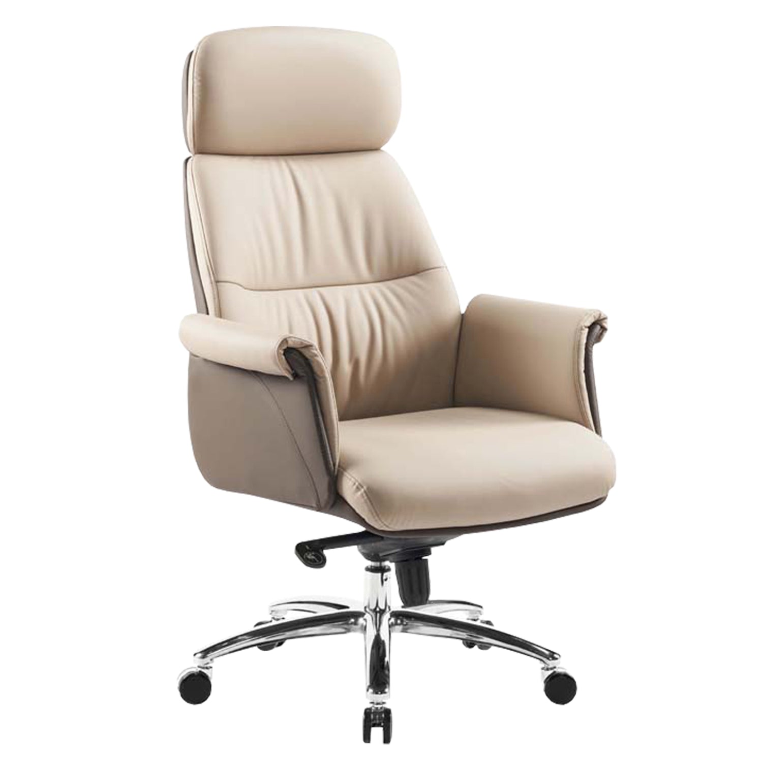 ΚΑΡΕΚΛΑ ΓΡΑΦΕΙΟΥ TOMLIN HM18358.02 ΜΠΕΖ-ΚΑΦΕ PU ΔΕΡΜΑ--ΒΑΣΗ ΧΡΩΜΙΟΥ 72x74x128Υεκ - Pakobazaar