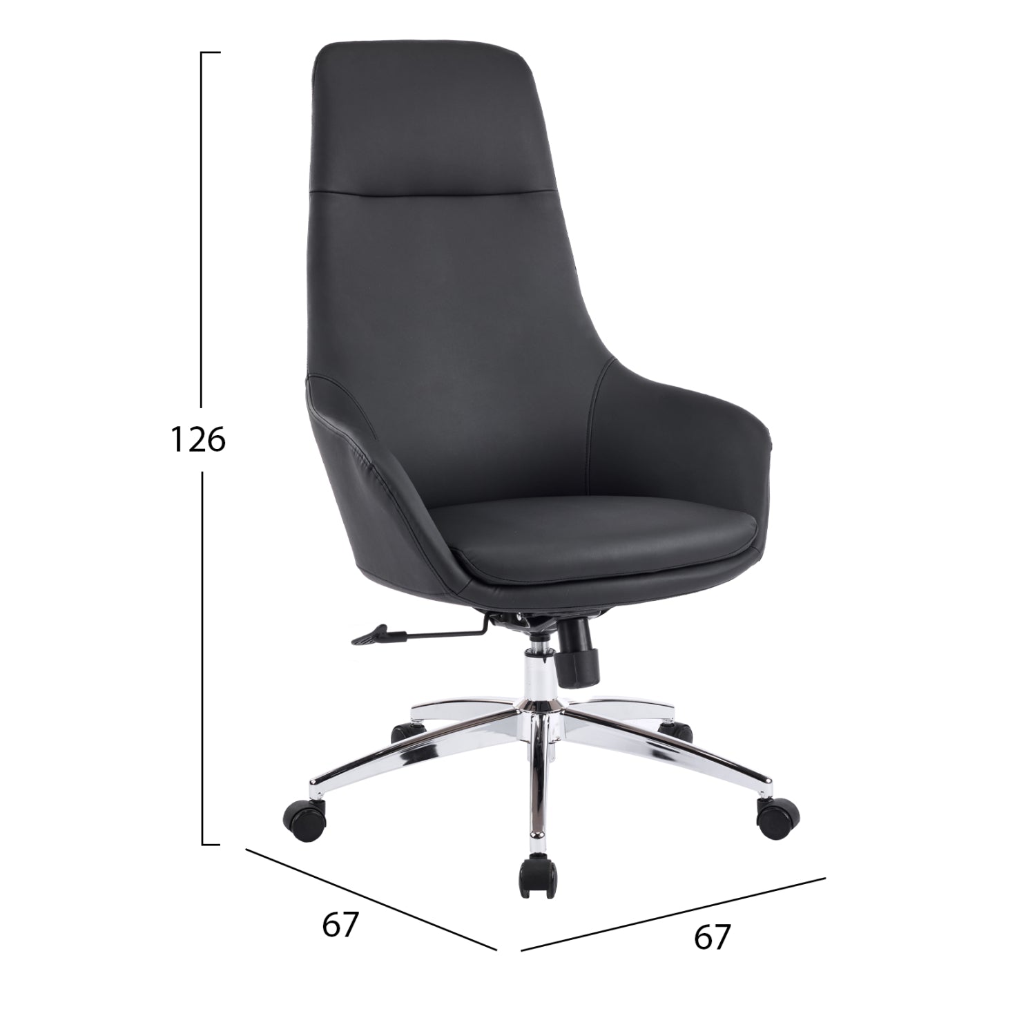 ΚΑΡΕΚΛΑ ΓΡΑΦΕΙΟΥ BEKKER HM18359.01 ΜΑΥΡΟ PU ΔΕΡΜΑ--ΒΑΣΗ ΧΡΩΜΙΟΥ 67x67x126Υεκ - Pakobazaar