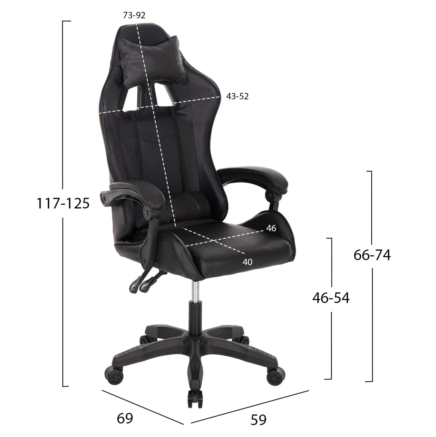 ΚΑΡΕΚΛΑ ΓΡΑΦΕΙΟΥ GAMING MANCER HM1194 ΜΑΥΡΟ PU-ΜΑΥΡΟ ΠΟΛΥΠΡΟΠΥΛΕΝΙΟ 59x69x125Υεκ. - Pakobazaar