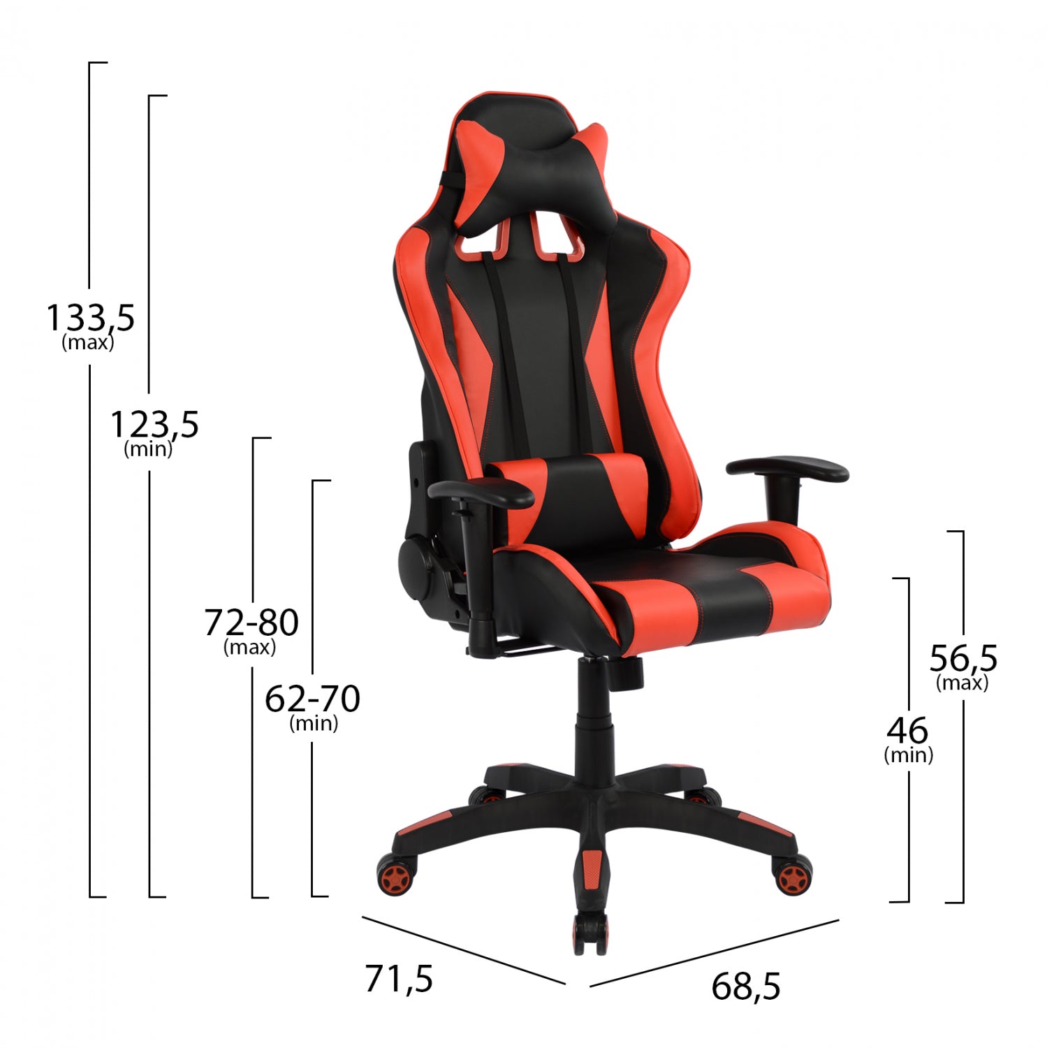 ΚΑΡΕΚΛΑ ΓΡΑΦΕΙΟΥ GAMING HM1062.01 SPEED ΜΑΥΡΟ ΚΟΚΚΙΝΟ PU 68,5 x 71,5 x 133,5 εκ. - Pakobazaar