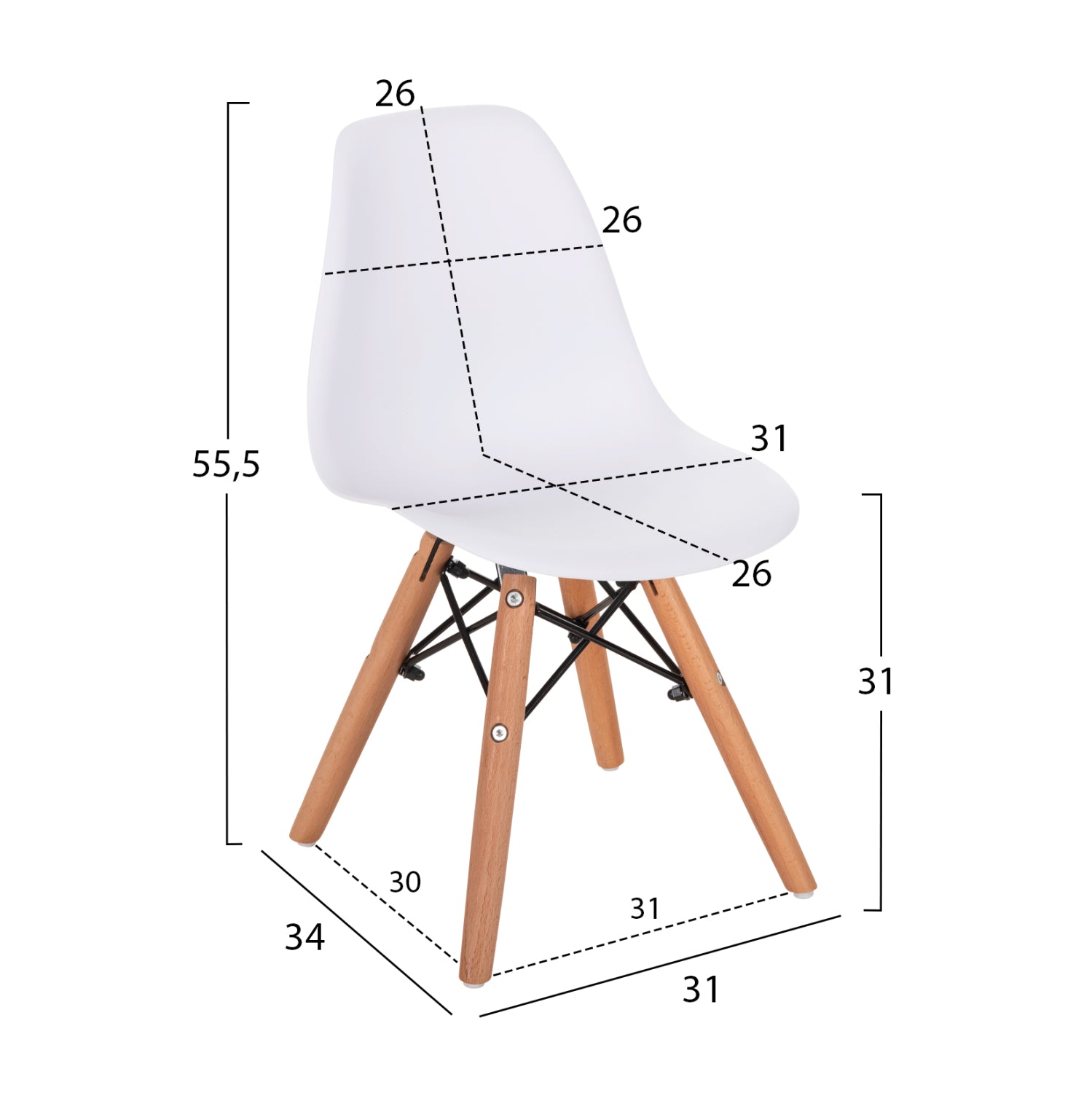 ΚΑΡΕΚΛΑ TWIST KID HM8453.01 ΞΥΛΙΝΑ ΠΟΔΙΑ Κ ΚΑΘΙΣΜΑ PP ΛΕΥΚΟ 31x34x55.5Υεκ - Pakobazaar