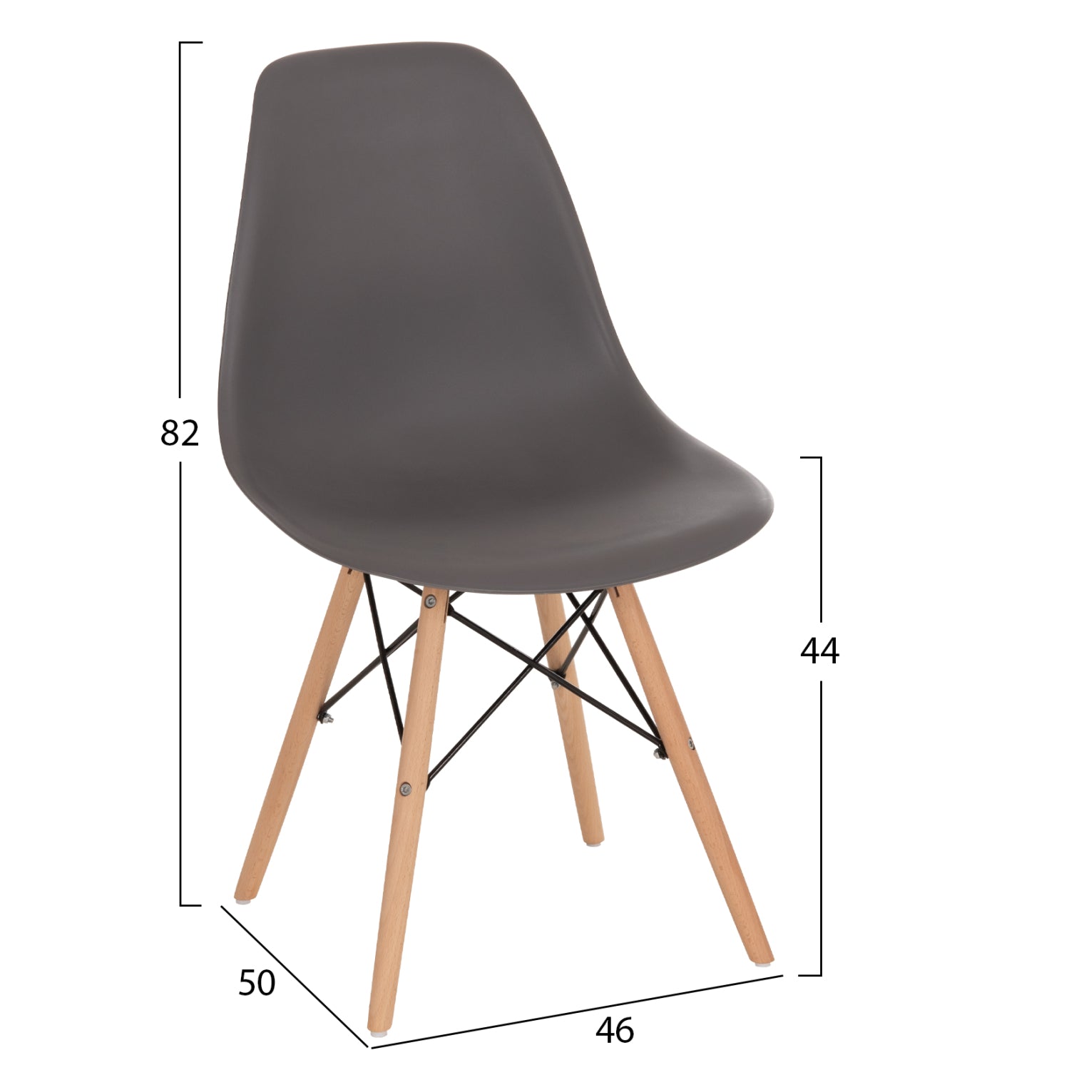ΚΑΡΕΚΛΑ ΜΕ ΞΥΛΙΝΑ ΠΟΔΙΑ ΚΑΙ ΚΑΘΙΣΜΑ TWIST PP ΓΚΡΙ HM8460.10 46x50x82 εκ. - Pakobazaar