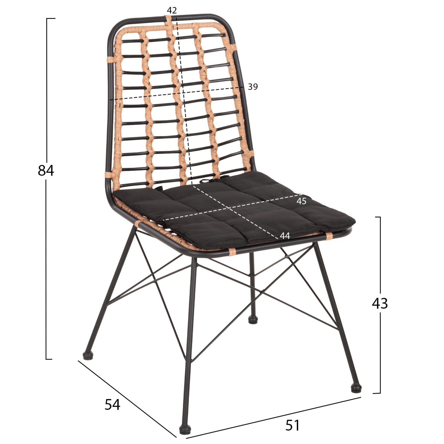 ΚΑΡΕΚΛΑ ΜΕΤΑΛΛΙΚΗ ALLEGRA HM5691.11 WICKER ΜΠΕΖ-ΜΑΥΡΟ 51x54x84Υεκ. - Pakobazaar
