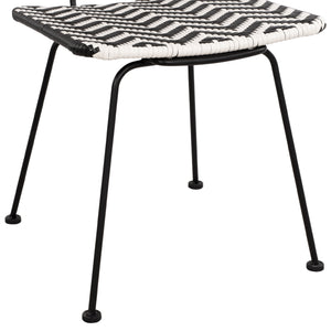 ΚΑΡΕΚΛΑ ΜΕΤΑΛΛΙΚΗ ALLEGRA HM5693 ΜΕ WICKER ΜΑΥΡΟ-ΛΕΥΚΟ 46x56x88Υ εκ. - Pakobazaar