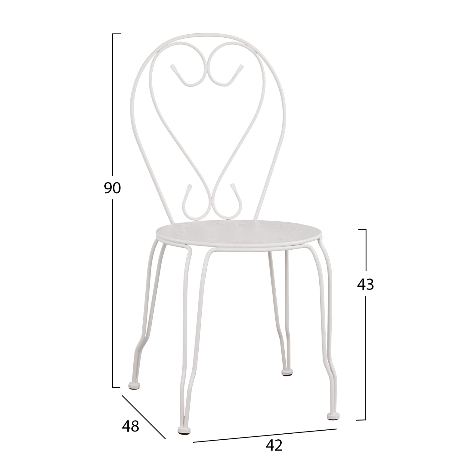 ΚΑΡΕΚΛΑ ΜΕΤΑΛΛΙΚΗ AMORE ΛΕΥΚΗ 42x48x90 εκ. HM5007.12 - Pakobazaar