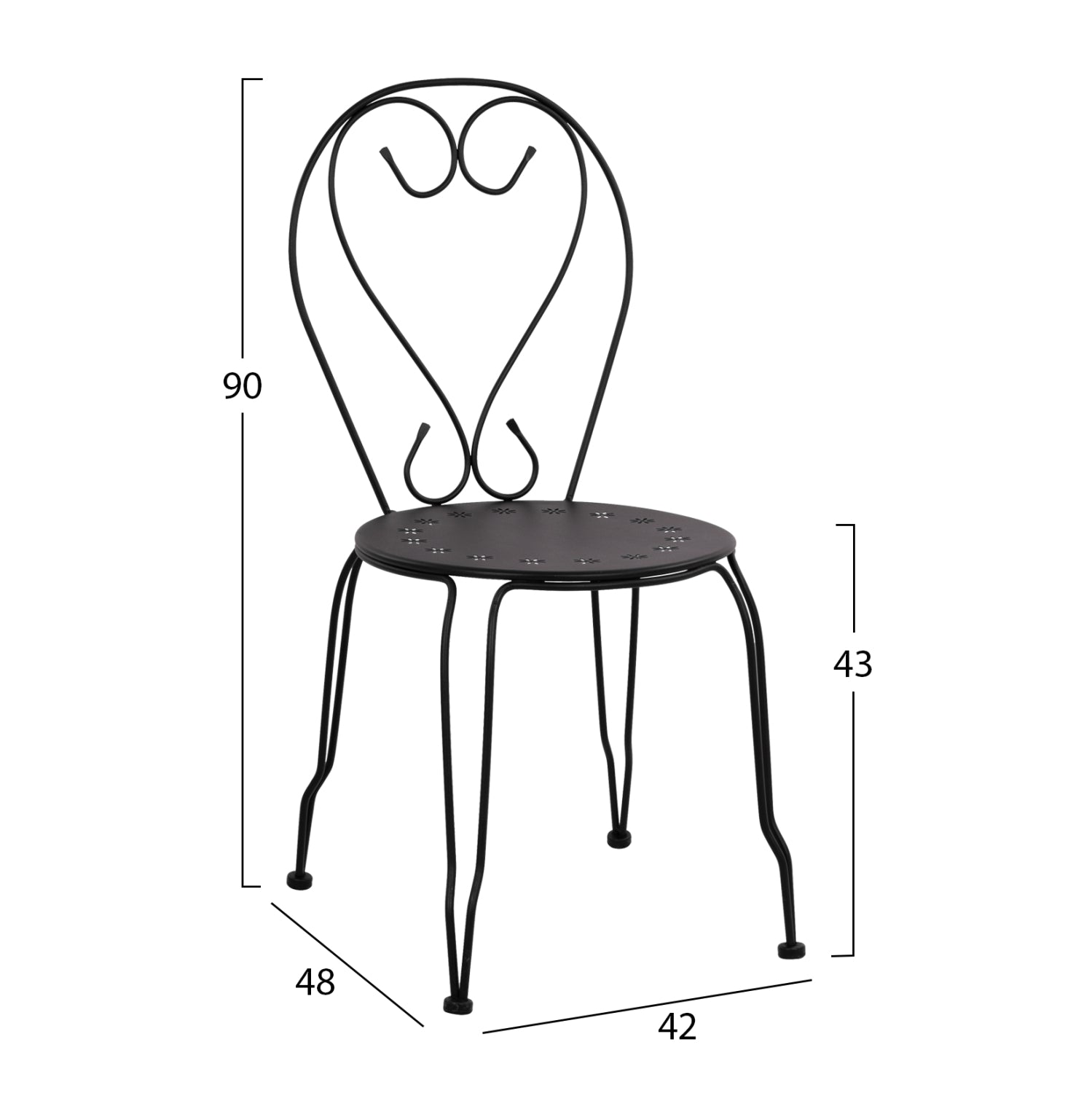 ΚΑΡΕΚΛΑ ΜΕΤΑΛΛΙΚΗ AMORE ΜΑΥΡΗ 42x48x90 εκ. HM5007.11 - Pakobazaar
