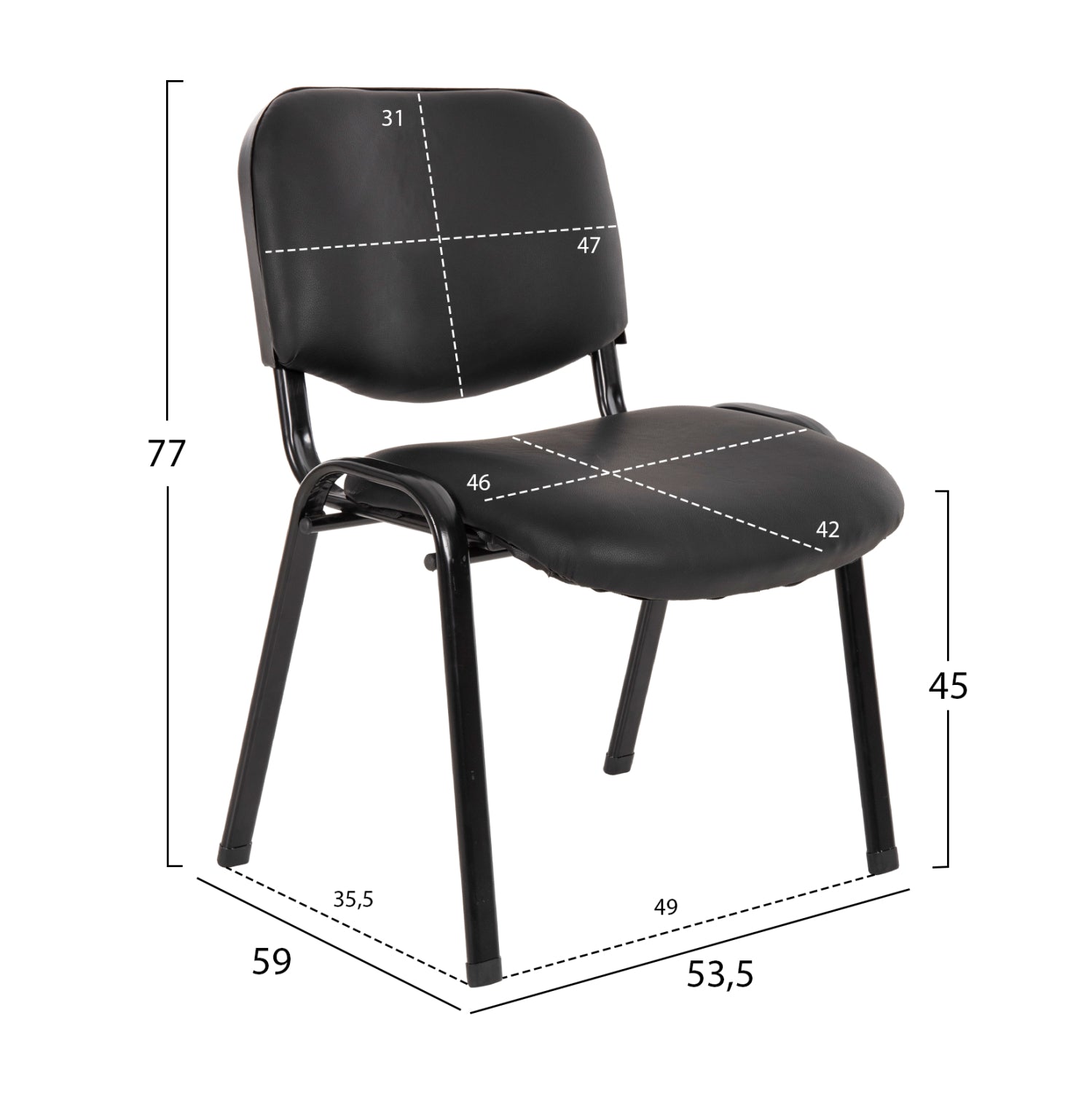 ΚΑΡΕΚΛΑ JANISHA HM1010.01 ΜΕ ΔΕΡΜΑΤΙΝΗ PU ΜΑΥΡΟ 53,5x59x77 εκ. - Pakobazaar