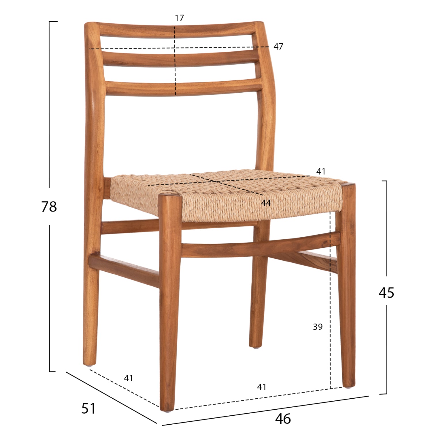 ΚΑΡΕΚΛΑ ΤΡΑΠΕΖΑΡΙΑΣ HERRIN HM18231 ΞΥΛΟ TEAK-ΣΧΟΙΝΙ VIRO 46x51x78Υεκ. - Pakobazaar