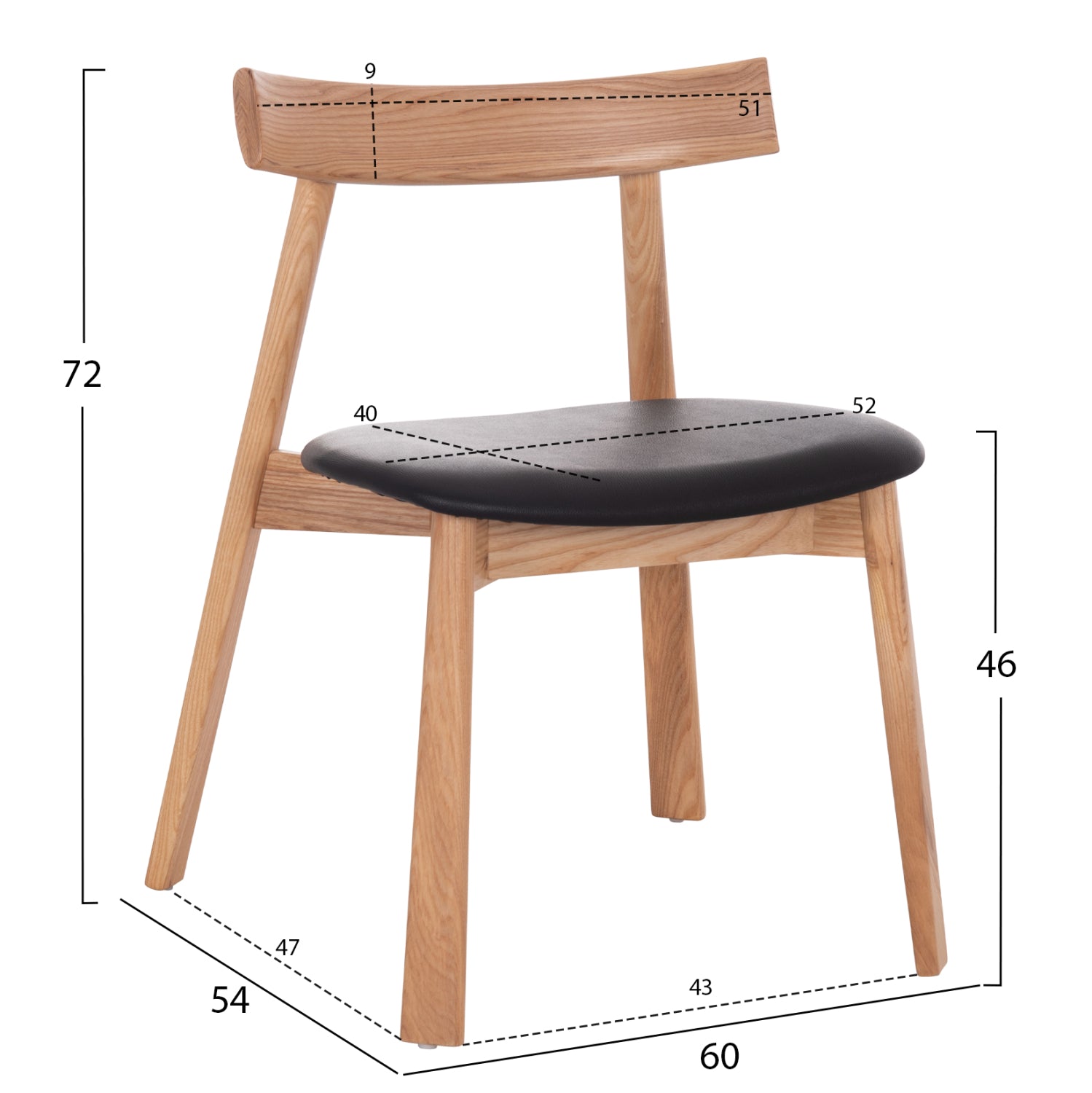 KΑΡΕΚΛΑ ΤΡΑΠΕΖΑΡΙΑΣ SEKAN HM18245.04 RUBBERWOOD-ΜΑΥΡΟ PU 60x54x72Υεκ - Pakobazaar