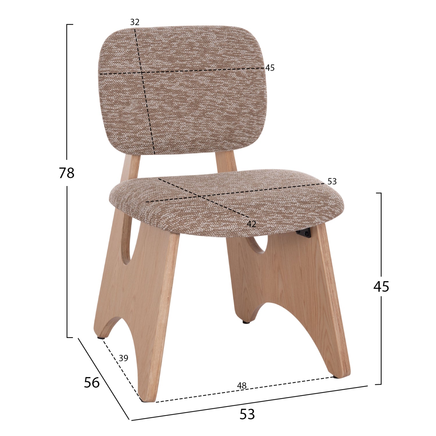 ΚΑΡΕΚΛΑ ΤΡΑΠΕΖΑΡΙΑΣ BELLISI HM18248.01 ΚΑΦΕ ΥΦΑΣΜΑ-PLYWOOD ΧΡΩΜΑ ΔΡΥΟΣ 53x56x78Υεκ. - Pakobazaar