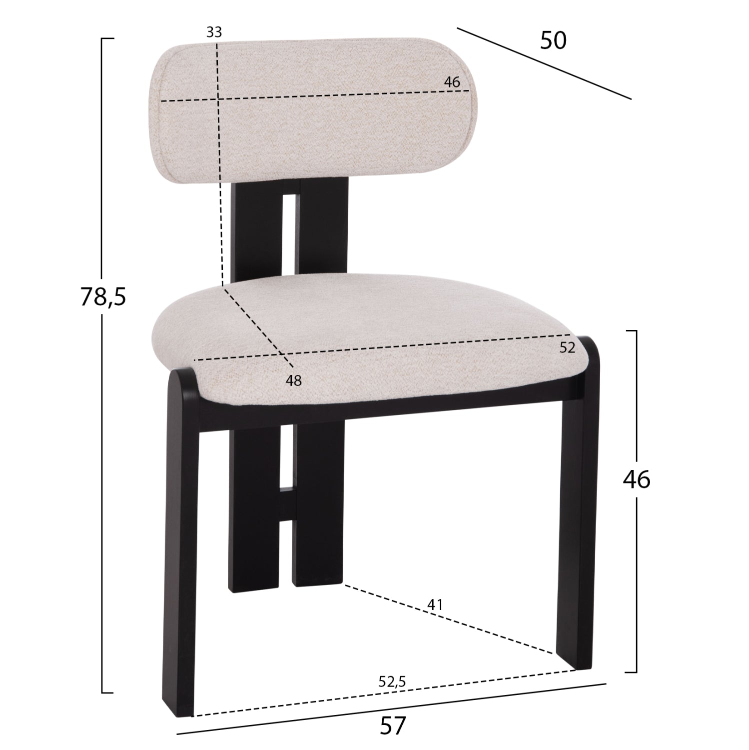 ΚΑΡΕΚΛΑ ΤΡΑΠΕΖΑΡΙΑΣ KARVO HM18252.02 ΕΚΡΟΥ ΥΦΑΣΜΑ--ΞΥΛΟ ΣΕ ΜΑΥΡΟ 57x50x78,5Υεκ. - Pakobazaar