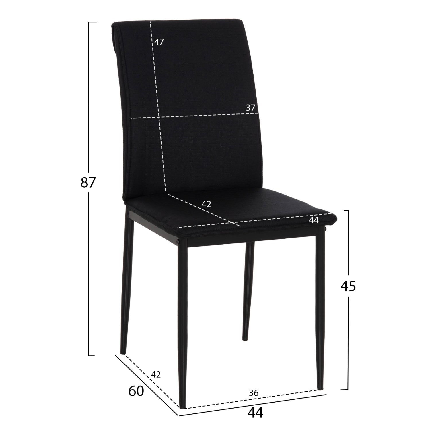 ΚΑΡΕΚΛΑ ΤΡΑΠΕΖΑΡΙΑΣ PERKY HM18347.02 ΜΑΥΡΟ ΥΦΑΣΜΑ & ΜΕΤΑΛΛΙΚΑ ΠΟΔΙΑ 44x60x87Υεκ - Pakobazaar