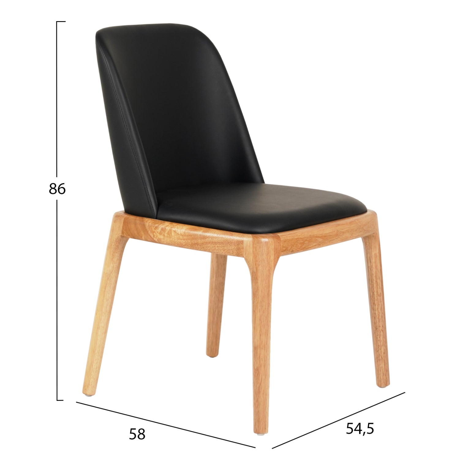 KΑΡΕΚΛΑ ΤΡΑΠΕΖΑΡΙΑΣ FURLAN HM9944.01 RUBBERWOOD-ΜΑΥΡΟ PU 54,5x58x86Υεκ - Pakobazaar