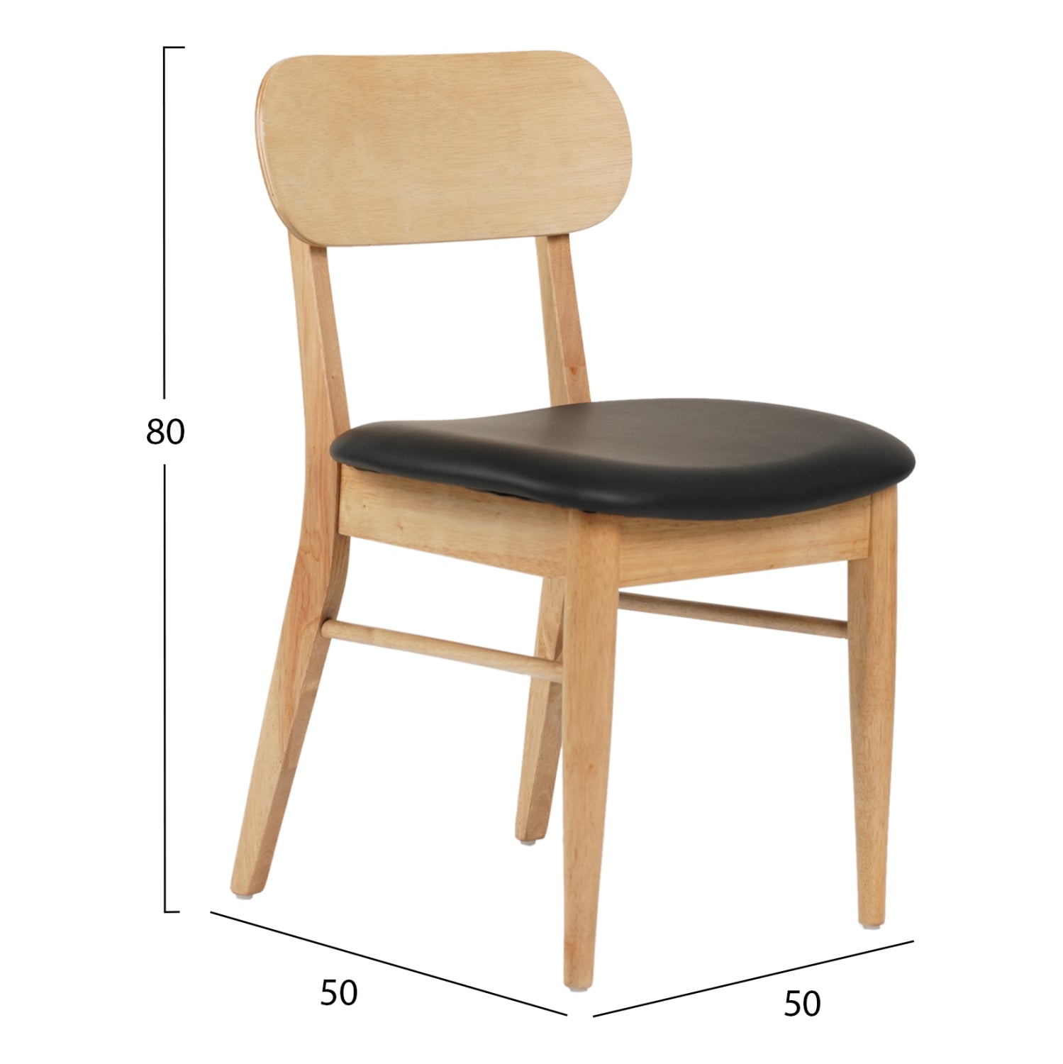 KΑΡΕΚΛΑ ΤΡΑΠΕΖΑΡΙΑΣ SEKOR HM9945.01 RUBBERWOOD-ΜΑΥΡΟ PU 50x50x80Υεκ. - Pakobazaar