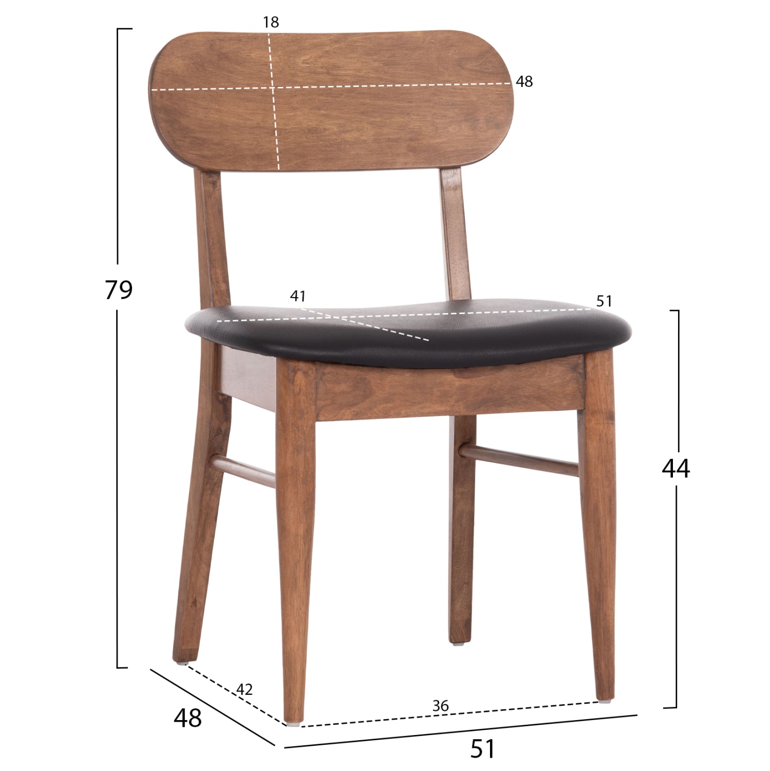 KΑΡΕΚΛΑ ΤΡΑΠΕΖΑΡΙΑΣ SEKOR HM9945.03 ΚΑΡΥΔΙ RUBBERWOOD-ΜΑΥΡΟ PU 51x48x79Υεκ - Pakobazaar