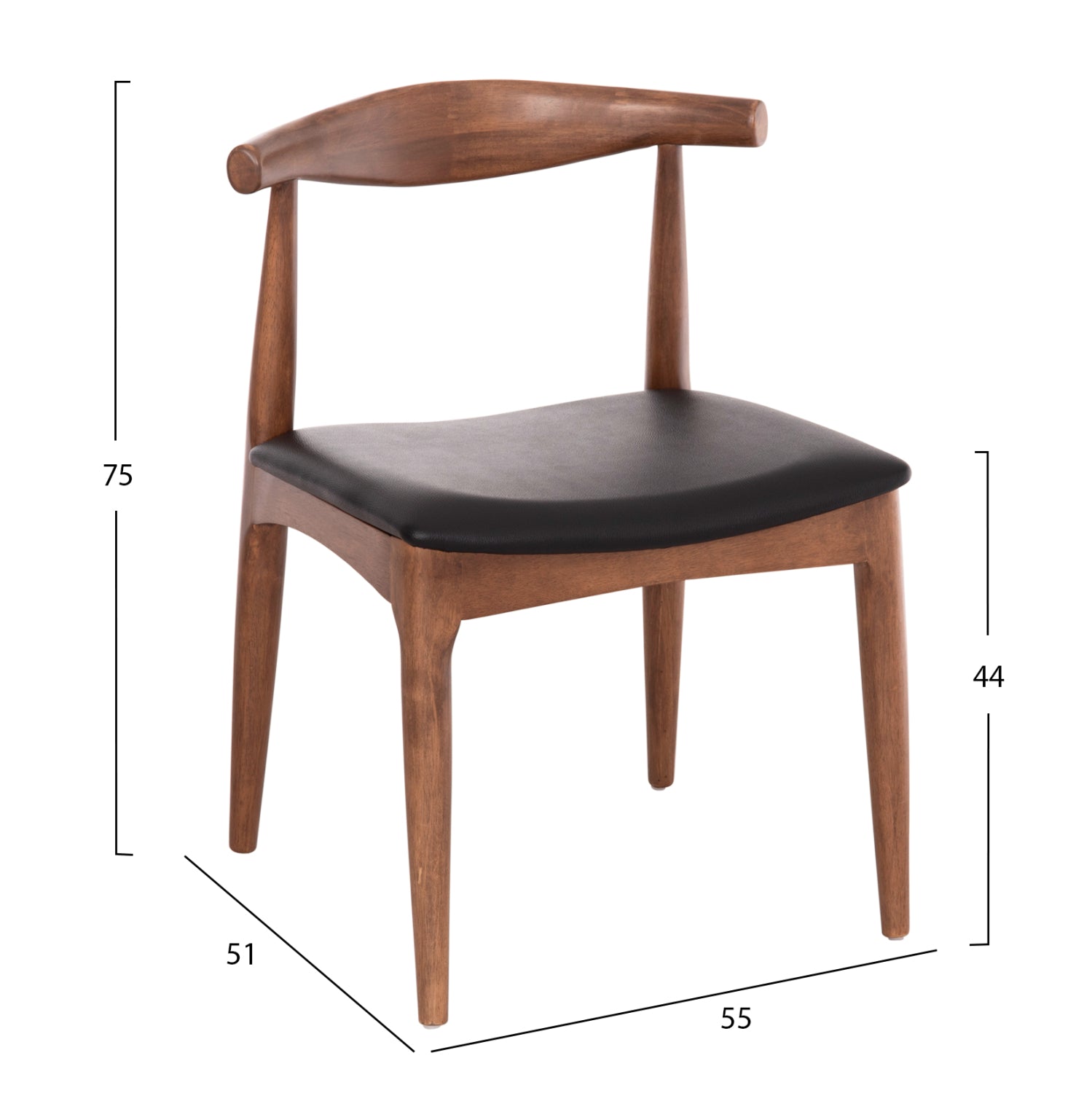KΑΡΕΚΛΑ ΤΡΑΠΕΖΑΡΙΑΣ ALOR HM9947.03 RUBBERWOOD ΚΑΡΥΔΙ-ΜΑΥΡΟ PU 55x51x75Υεκ - Pakobazaar
